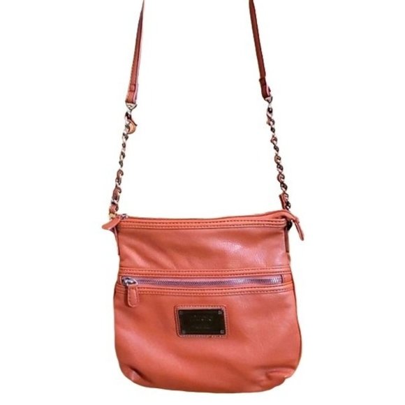 Nicole by Nicole Miller Handbags - NICOLE MILLER ORANGE LEATHER CROSSBODY BAG